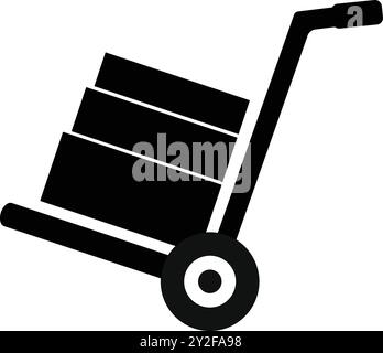 Handwagenwagen, Trolley-Räder Versand, Be- und Entladeboxen auf LKW, Transport von Schwergütern, Lieferwagen für Mann zur Lieferung, Stock Vektor