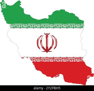 Iran Flagge in Karte, Iran Karte mit Flagge, Karte von Iran, Karte mit Flagge, Nation Flagge Iran Stock Vektor