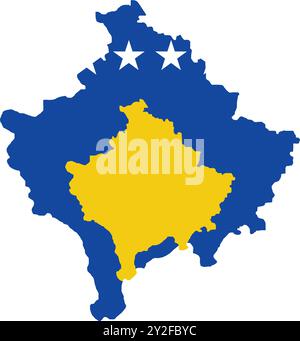 Kosovo Flagge in Karte, Kosovo Karte mit Flagge, Karte von Kosovo, Karte mit Flagge, Nation Flagge Kosovo Stock Vektor