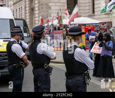 London, Großbritannien. September 2024. Pro-Palestine-Demonstranten vor dem Büro für Auswärtige Angelegenheiten, commonwealth und Entwicklung protestierten während des Besuchs von Antony Blinken US Secretary of State Credit: Ian Davidson/Alamy Live News Stockfoto