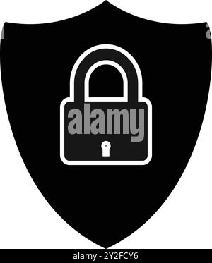 Sicherheitsschloss Schild, Schloss Symbol in Schild, Sicherheitsschild Schild, geschütztes Schild Schild, Cyber Security Stock Vektor