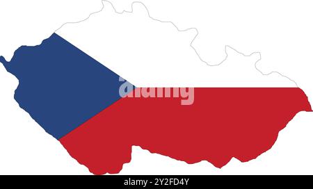 Tschechische Republiken Flagge in Karte, Tschechische Republiken Karte mit Flagge, Karte der Tschechischen Republiken, Karte mit Flagge, Nationalflagge Tschechische Republiken Stock Vektor