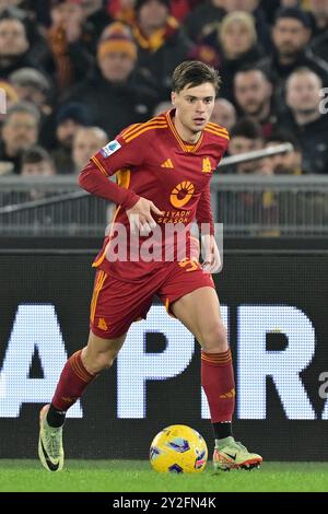 Roma, Italien. Januar 2024. Foto Alfredo Falcone/LaPresse 07 Gennaio 2024 - Roma, Italia - Sport, calcio - Roma vs Atalanta - Campionato italiano di calcio Serie A TIM 2023/2024 - Stadio Olimpico di Roma. Nella Foto: Nicola Zalewski (59 AS Roma) Foto Alfredo Falcone/LaPresse 07. Januar 2024 Rom, Italien - Sport, Fußball - Roma vs Atalanta - italienische Fußballmeisterschaft der Serie A 2023/2024 - Olympisches Stadion în Rom. Im Bild: Nicola Zalewski (59 ALS Roma) Credit: LaPresse/Alamy Live News Stockfoto