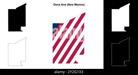 Dona Ana County (New Mexico) Umrisskarten Set Stock Vektor