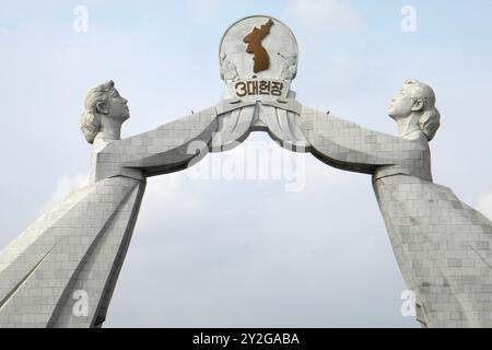 Denkmal der Wiedervereinigung. Pjöngjang. Nordkorea Stockfoto