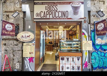 Neapel Neapel Italien, Via dei Tribunali, Il Boss del Cappuccino Café, Außeneingang, Italien Europa Europa Europa Europa, Besucherreise Stockfoto