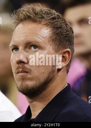 AMSTERDAM - Deutschland-Trainer Julian Nagelsmann beim Spiel der UEFA Nations League zwischen den Niederlanden und Deutschland in der Johan Cruyff Arena am 10. September 2024 in Amsterdam. ANP MAURICE VAN STEEN Stockfoto