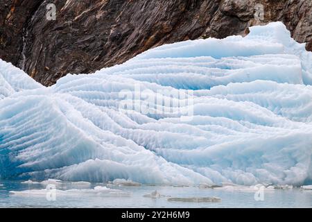 Gletschereisberg aus Eis kalbte vom South Sawyer Glacier in Tracy Arm, Südost-Alaska, USA, Pazifik. Stockfoto