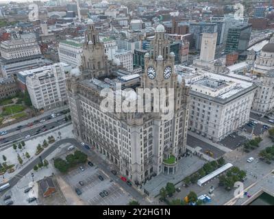 Das Royal Liver Building, eines der drei Graces am Pier Head, Liverpool, England. Stockfoto