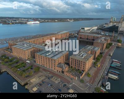 Luftaufnahme des Royal Albert Dock, Liverpool, England. Stockfoto