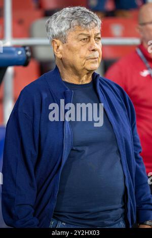 Rumänien-Trainer Mircea Lucescu, während der UEFA Nations League, Gruppenphase, Liga C, Gruppe C2, Fußballspiel zwischen Rumänien und Litauen am 9. September 2024 im Stadionul Steaua in Bukarest, Rumänien Stockfoto