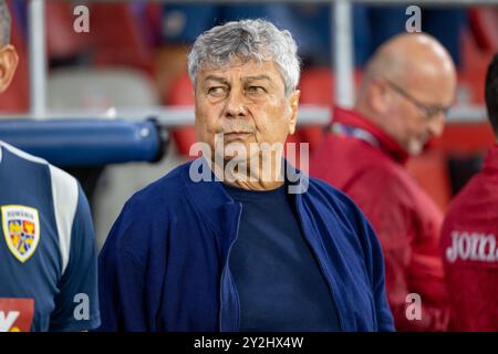 Rumänien-Trainer Mircea Lucescu, während der UEFA Nations League, Gruppenphase, Liga C, Gruppe C2, Fußballspiel zwischen Rumänien und Litauen am 9. September 2024 im Stadionul Steaua in Bukarest, Rumänien Stockfoto