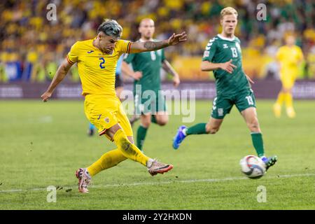 Andrei Ratiu von Rumänien während der UEFA Nations League, Gruppenphase, Liga C, Gruppe C2, Fußballspiel zwischen Rumänien und Litauen am 9. September 2024 im Stadionul Steaua in Bukarest, Rumänien Stockfoto