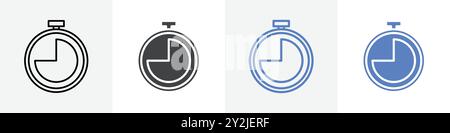 45 Sek. Symbol lineare dünne Symbolgrafik Schwarzweiß Stock Vektor