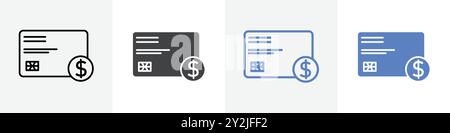 Debitkartensymbol lineare, dünne Symbolgrafik Schwarzweiß Stock Vektor