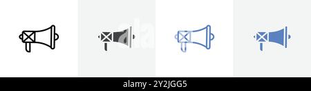 Lautsprechersymbol lineare, dünne Symbolgrafiken in Schwarz-weiß Stock Vektor