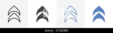 Symbol für Pfeil nach oben lineare dünne Linien in Schwarzweiß Stock Vektor