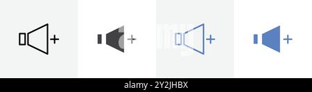 Symbol für die Volumenerhöhung lineare, dünne Symbolgrafik Schwarzweiß Stock Vektor