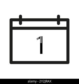 Kalendersymbol. Datum Nummer eins. Einfaches Erinnerungssymbol. Minimalistisches Vektordesign. Stock Vektor