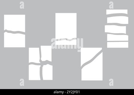 Abstrakte zerrissene Papierformen. Geometrische Ausschnitte. Unregelmäßige Wellenlinien. Vektor-Collage-Elemente. Stock Vektor