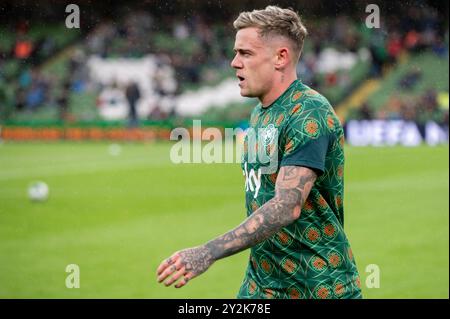 Dublin, Republik Irland. September 2024. Sammie Szmodics von Irland während des Spiels der UEFA Nations League, Liga B, Gruppe B2 zwischen der Republik Irland und Griechenland im Aviva Stadium in Dublin, Republik Irland am 10. September 2024 (Foto: Andrew Surma/ Credit: SIPA USA/Alamy Live News Stockfoto