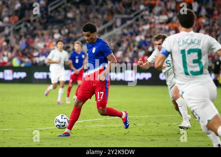 Cincinnati, Ohio, USA, 10. September 2024. Mittelfeldspieler Malik Tillman (17). Die USMNT spielt Neuseeland in einem internationalen Freundschaftsspiel im TQL Stadium in Cincinnati, Ohio. Quelle: Kindell Buchanan/Alamy Live News Stockfoto