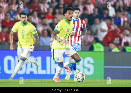 Asuncion, Paraguay. September 2024. Joao Pedro aus Brasilien, während des Spiels zwischen Paraguay und Brasilien für die 8. Runde der FIFA 2026-Qualifikation, am 10. September 2024 im Defensores del Chaco Stadium in Asuncion, Paraguay Foto: Diana Carrillo/DiaEsportivo/Alamy Live News Credit: DiaEsportivo/Alamy Live News Stockfoto
