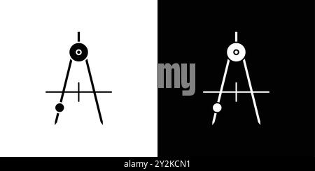 Zeichnen Kompass Symbol Linear Logo Markensatz Sammlung in Schwarz-weiß für Web Stock Vektor