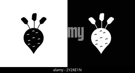 Kohlrabi Icon Set mit linearen Logomarken in Schwarz-weiß für Web-Zwecke Stock Vektor