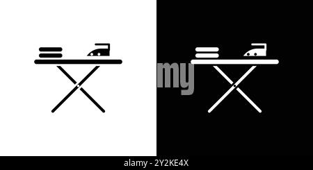 Bügeltisch Icon Kollektion mit linearen Logomarken in Schwarz-weiß für Web-Zwecke Stock Vektor