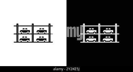 Mehrstöckige Parksymbole mit linearem Logo-Set in Schwarz-weiß für Web-Zwecke Stock Vektor