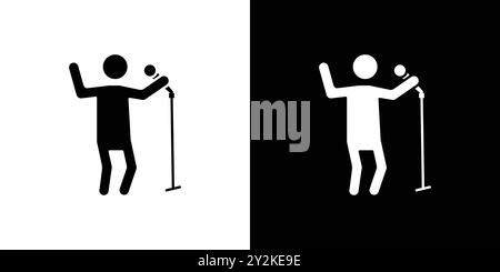 Sing Icon Linear Logo Set Kollektion in Schwarz-weiß für Web Stock Vektor