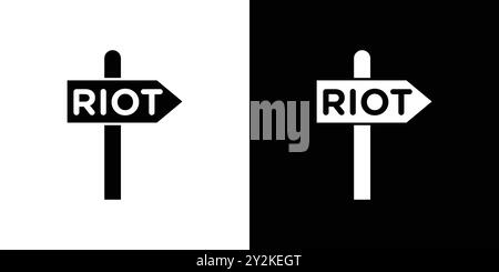 Riot Sign Icon – Linear-Logo-Set-Kollektion in Schwarz-weiß für Web-Zwecke Stock Vektor