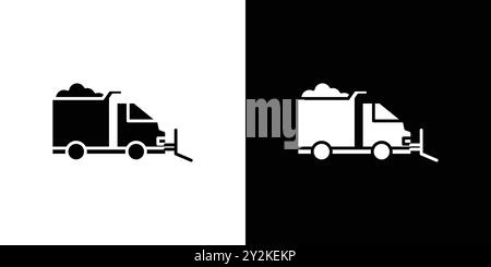 SET-Kollektion „Snowplow icon“ mit linearem Logo in Schwarz-weiß für Web-Zwecke Stock Vektor