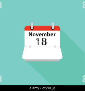 Vektorflacher Kalender - Symboldesign. Business-Design. Symbol für Datum 18. november Stock Vektor