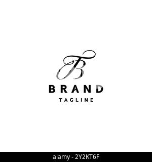 Anfangsbuchstabe TB im One-Symbol-Logo-Design. Initial Script Letter T über B Logo Design. Stock Vektor
