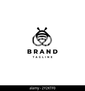 Einfaches Design Mit Niedlichem Bienenlogo. Bee Icon Design In Minimalistischen Linien. Stock Vektor