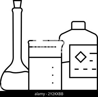 Vektordarstellung des Werkzeugs „Chemikalien und Lösungsmittel“ für Arbeitslinien Stock Vektor