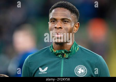 Dublin, Republik Irland. September 2024. Chiedozie Ogbene von Irland während des Spiels der UEFA Nations League, Liga B, Gruppe B2 zwischen der Republik Irland und Griechenland im Aviva Stadium in Dublin, Republik Irland am 10. September 2024 (Foto: Andrew Surma/ Credit: SIPA USA/Alamy Live News Stockfoto