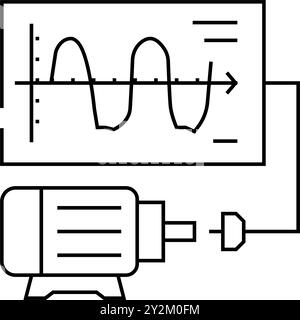 Schwingungsanalyse Liniensymbol für Maschinenbauingenieur Vektordarstellung Stock Vektor