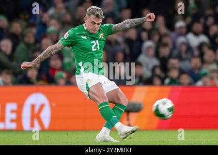 Dublin, Republik Irland. September 2024. Sammie Szmodics von Irland während des Spiels der UEFA Nations League, Liga B, Gruppe B2 zwischen der Republik Irland und Griechenland im Aviva Stadium in Dublin, Republik Irland am 10. September 2024 (Foto: Andrew Surma/ Credit: SIPA USA/Alamy Live News Stockfoto