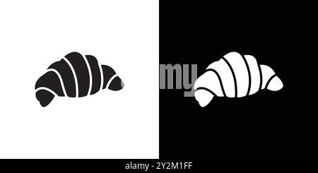 Croissant Icon Schwarze Linie Art Vektor in schwarz-weiß Umrisse Set Sammlung Zeichen Stock Vektor