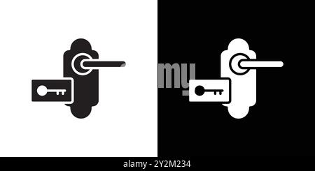 Keycard Access Icon Black Line Art Vektor in schwarz-weiß Umrisse Set Collection Schild Stock Vektor