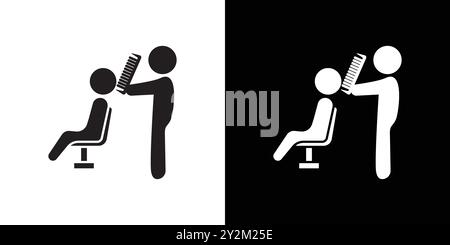 Friseur Service Icon Schwarze Linie Art Vektor in schwarz-weiß Umrisse Set Sammlung Zeichen Stock Vektor