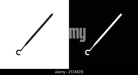 Dental Pick Icon Black Line Art Vektor in schwarz-weiß Umriss Set Sammlung Zeichen Stock Vektor