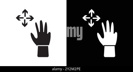 Hand, Finger, Geste, Wischen, drehen Symbol Schwarze Linie Kunstvektor in schwarz-weiß Umriss Set Sammlung Zeichen Stock Vektor