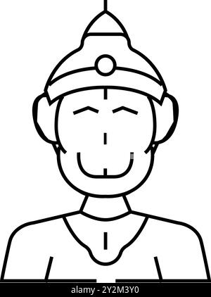 hanuman hinduismus Religion Linie Icon Vektor Illustration Stock Vektor