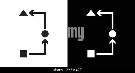 Symbol für Prozess, Methode, Schritt, Verfahren oder Workflow Schwarzer Strichvektor in Schwarzweiß-Kontur Set Collection Sign Stock Vektor