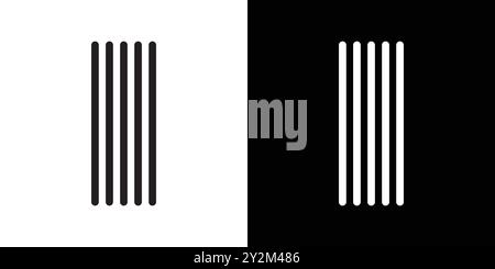 Säulensäule Symbol Schwarze Linie Kunstvektor in schwarz-weiß Umrisse Set Collection Schild Stock Vektor