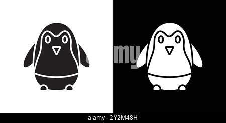 Pinguin Icon Schwarzer Linie Art Vektor in schwarz-weiß Umriss Set Sammlung Zeichen Stock Vektor